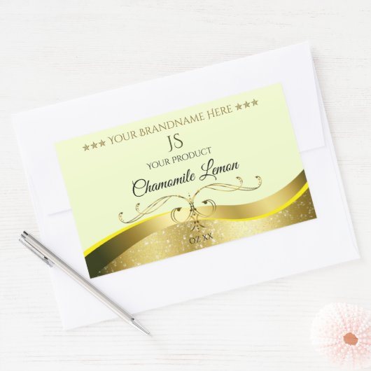 Wavy Gold Deluxe Decor Lichtgeel Monogram Label (Envelop)