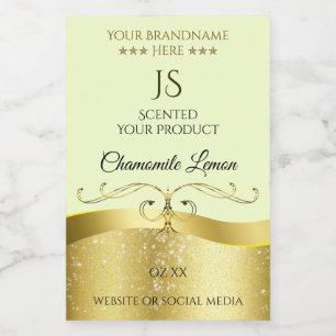 Wavy Gold Deluxe Decor Lichtgeel Monogram Label Voedselcontainer Etiket