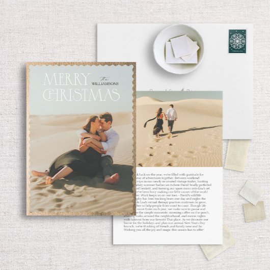 Wavy Gold Lijst Classic Vrolijk Kerstfeest Feestdagenkaart