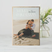 Wavy Gold Lijst Classic Vrolijk Kerstfeest Feestdagenkaart (Staand voorkant)