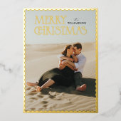 Wavy Gold Lijst Classic Vrolijk Kerstfeest Folie Feestdagenkaart (Voorkant)