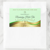 Wavy Gouden Glamour Decor Lichtgroen Monogram Labe Rechthoekige Sticker (Tas)