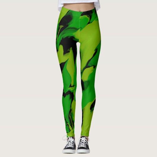 Wavy Green en Black Leggings (Voorkant)