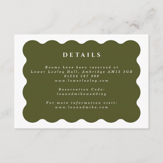  Wavy Green & White Wedding - Gegevens Informatiekaartje (Voorkant)