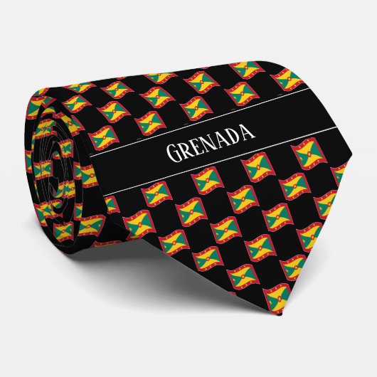 Wavy Grenada-vlagpatroon Stropdas (Opgerold)