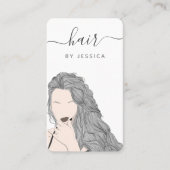  Wavy Grey Hairstyle Girl Illustration Logo Visitekaartje (Voorkant)