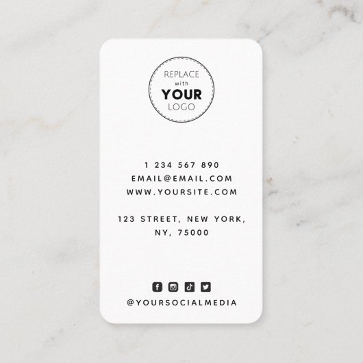  Wavy Grey Hairstyle Girl Illustration Logo Visitekaartje (Achterkant)