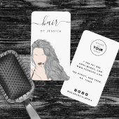  Wavy Grey Hairstyle Girl Illustration Logo Visitekaartje