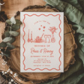 Wavy grillige Italiaanse doedel bruiloft diner Kaart