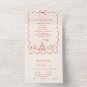 Wavy grillige Italiaanse Doodle bruiloft All In One Uitnodiging (Binnen)