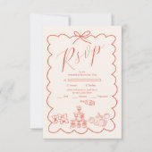 Wavy grillige Italiaanse Doodle bruiloft RSVP Kaartje (Voorkant)