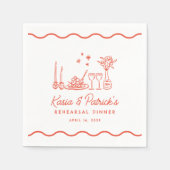 Wavy grillige Italiaanse Doodle repetitie diner Servet (Voorkant)