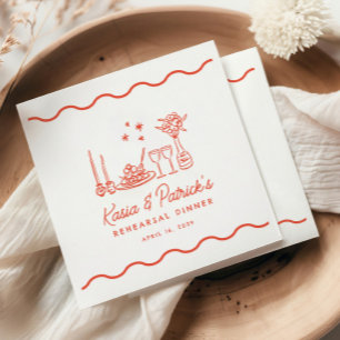 Wavy grillige Italiaanse Doodle repetitie diner Servet