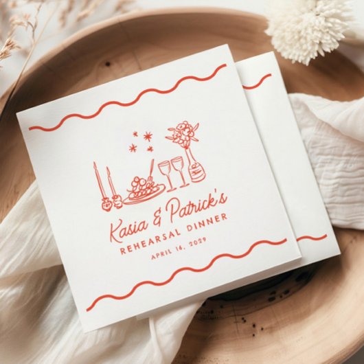 Wavy grillige Italiaanse Doodle repetitie diner Servet