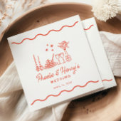 Wavy grillige Italiaanse Pasta Doodle bruiloft Servet