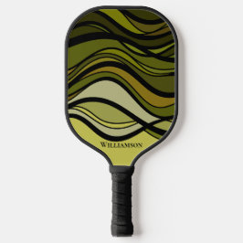 Wavy Groene Geometrische Grafische Monogram Koolst Pickleball Paddle