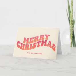 Wavy Groovy Script Merry Christmas Feestdagen Kaart