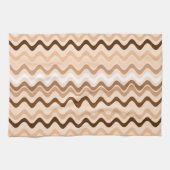 Wavy Groovy Stripes Beige en Brown Theedoek (Horizontaal)