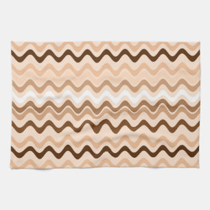 Wavy Groovy Stripes Beige en Brown Theedoek