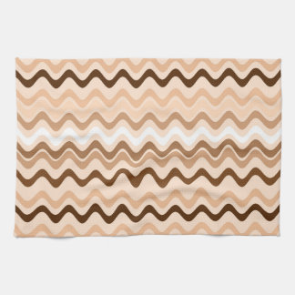 Wavy Groovy Stripes Beige en Brown Theedoek