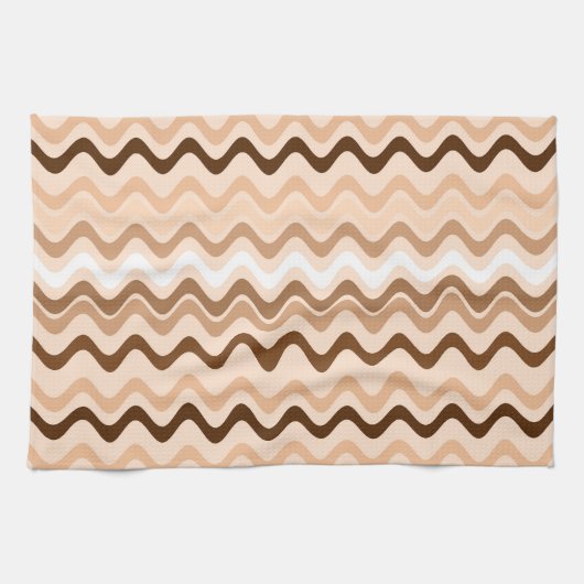 Wavy Groovy Stripes Beige en Brown Theedoek (Horizontaal)