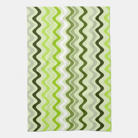 Wavy Groovy Stripes Lichtgroen Theedoek (Verticaal)