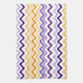 Wavy Groovy Stripes Paars en wit Theedoek (Verticaal)