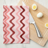 Wavy Groovy Stripes rood en roze Theedoek (Quarter Fold)