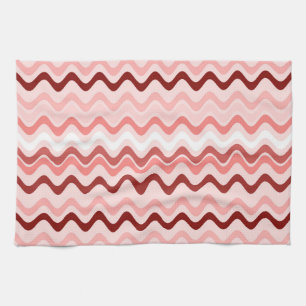 Wavy Groovy Stripes rood en roze Theedoek
