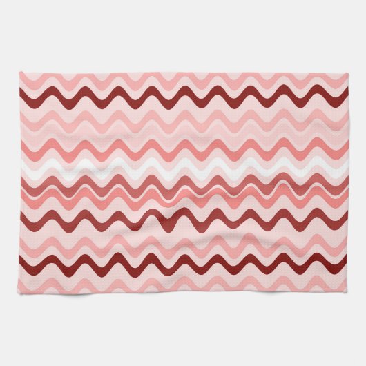 Wavy Groovy Stripes rood en roze Theedoek (Horizontaal)