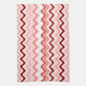 Wavy Groovy Stripes rood en roze Theedoek (Verticaal)