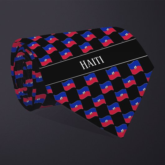 Wavy Haïti Vlag Patroon Stropdas