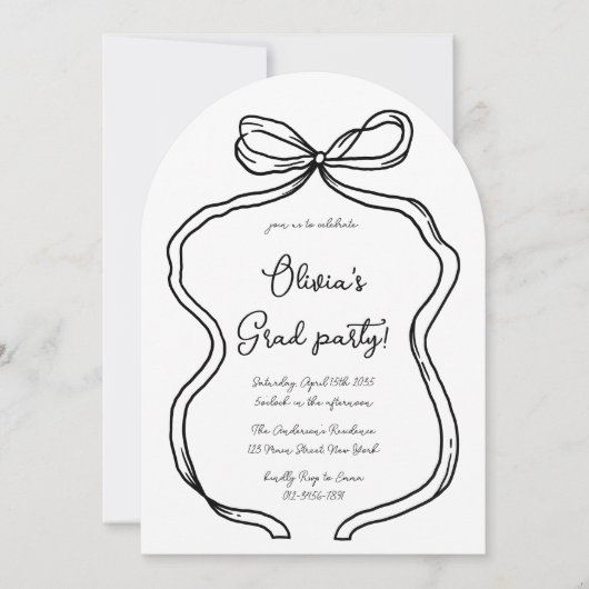 Wavy Hand Getrokken Boog Foto Boog Afstudeerfeest Kaart (Voorkant)