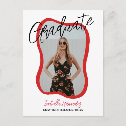 Wavy handgeschreven afstuderen Aankondiging Briefk (Voorkant)