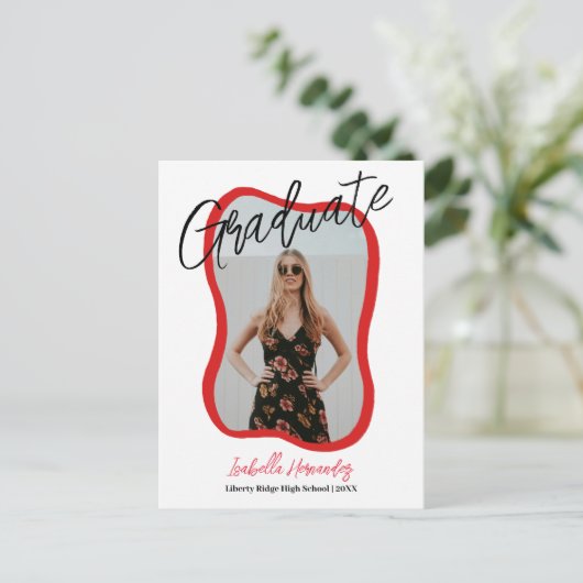 Wavy handgeschreven afstuderen Aankondiging Briefk (Staand voorkant)