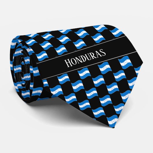 Wavy Honduras Vlag Patroon Stropdas (Opgerold)