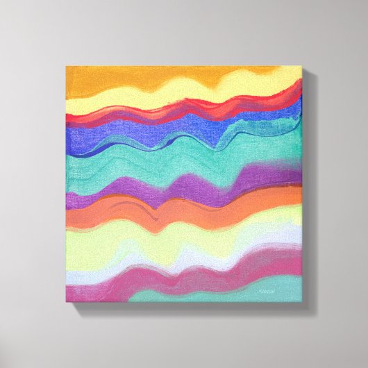 Wavy horizontale strepen, Abstract schilderij Canvas Afdruk (Voorkant)