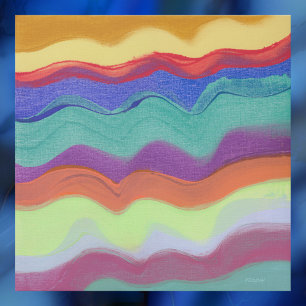 Wavy horizontale strepen, Abstract schilderij Foto Afdruk