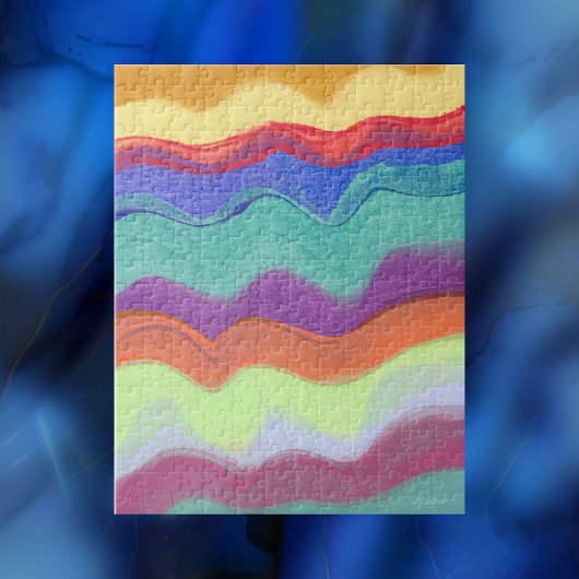 Wavy horizontale strepen, Abstract schilderij Legpuzzel