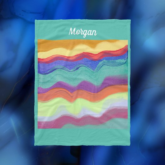 Wavy horizontale strepen, Abstracte kunst, scriptn Fleece Deken