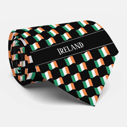 Wavy Ireland Flag Pattern Stropdas (Opgerold)