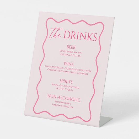 Wavy Kleurrijke Roze Drink Menubalk voetstuk Reclamebord Met Voetstuk (Voorkant)