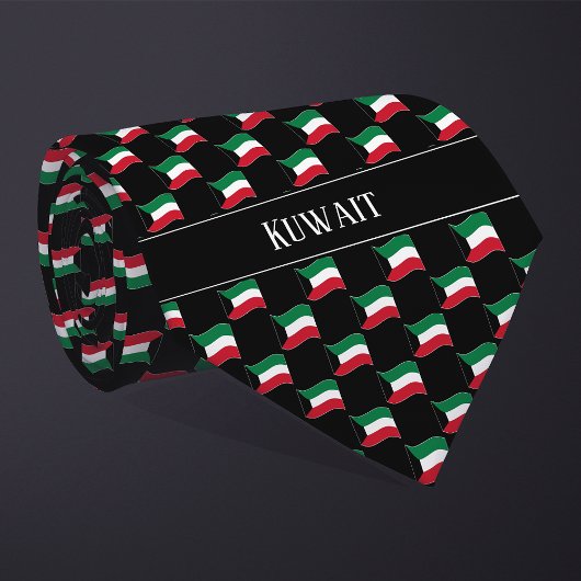 Wavy Kuwait Flag Pattern Stropdas