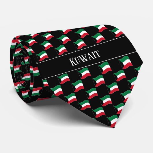 Wavy Kuwait Flag Pattern Stropdas (Opgerold)