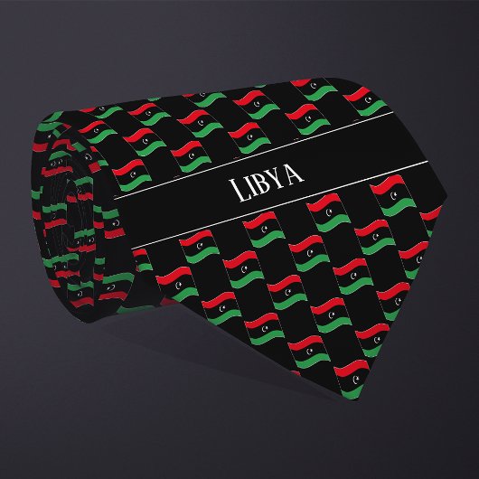 Wavy Libië Vlag Patroon Stropdas
