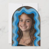 Wavy Lijst Arch Modern Custom Photo BarBat Mitzvah Kaart (Achterkant)
