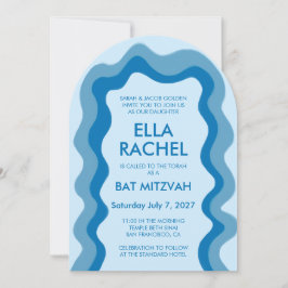 Wavy Lijst Arch Modern Custom Photo BarBat Mitzvah Kaart