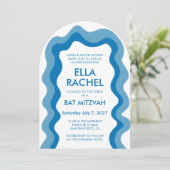 Wavy Lijst Arch Modern Custom QR Bar Bat Mitzvah Kaart (Staand voorkant)