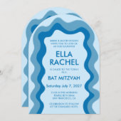Wavy Lijst Arch Modern Custom QR Bar Bat Mitzvah Kaart (Voorkant / Achterkant)