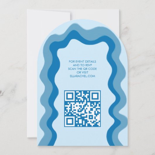 Wavy Lijst Arch Modern Custom QR Bar Bat Mitzvah Kaart (Achterkant)